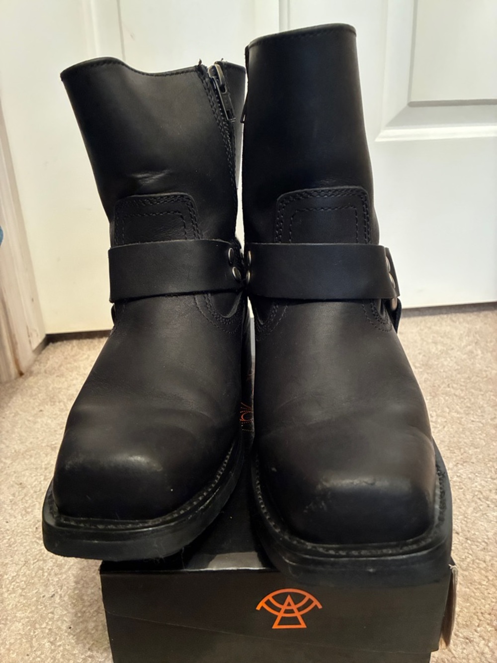 X Element Black Leather Motorcycle Boots